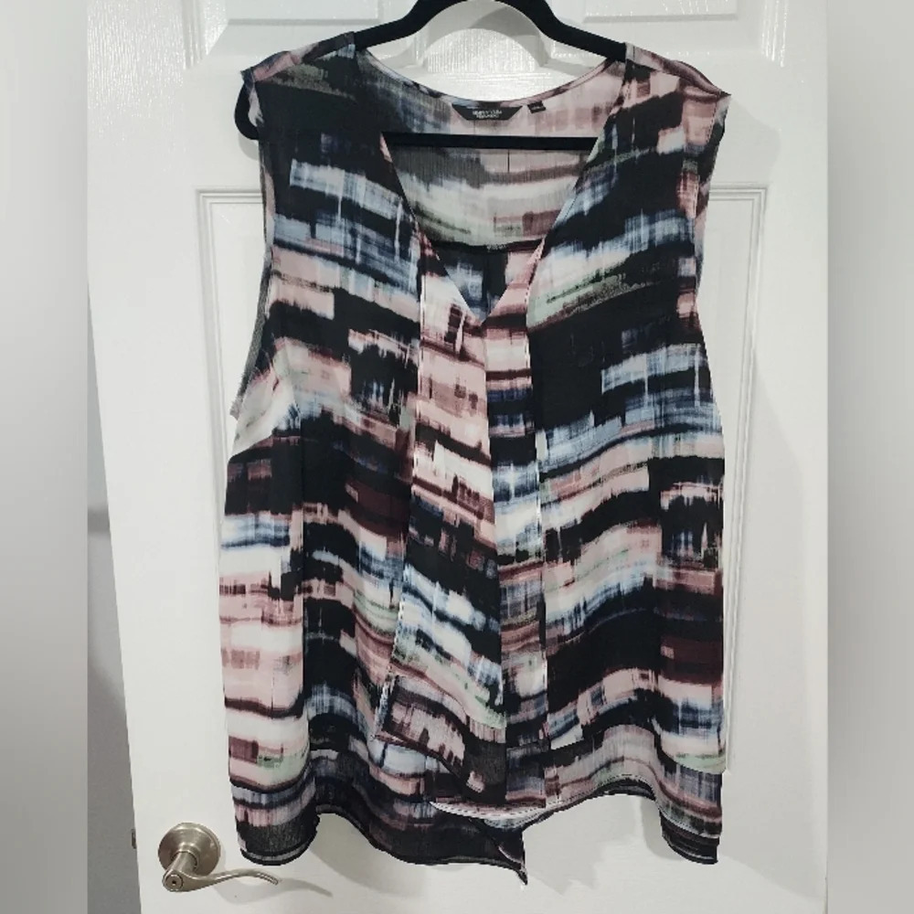 Simply Vera - Vera Wang Multicolored Geometric Design Sleeveless Blouse Size 3X